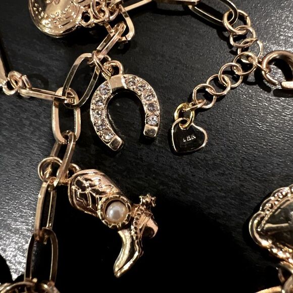 SALE 18k Stamped Gold Filled Cherub Western Bohemian Angel Charm Bracelet - Picture 3 of 6